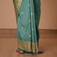 Phul Buti Handwoven Banarasi Aqua Blue Silk Saree
