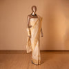 Vintage Buti Handwoven Banarasi White Silk Saree