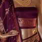 Aada Jaal Handwoven Banarasi Aubergine Silk Saree