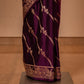 Aada Jaal Handwoven Banarasi Aubergine Silk Saree