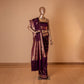 Aada Jaal Handwoven Banarasi Aubergine Silk Saree