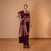 Aada Jaal Handwoven Banarasi Aubergine Silk Saree