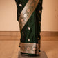 Pankh Buti Handwoven Banarasi Emerald Silk Saree