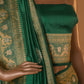 Vintage Buti Handwoven Banarasi Green Silk Saree