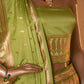 Paisley Buti Handwoven Banarasi Parrot Green Silk Saree