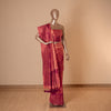 Shikhar Handwoven Banarasi Apricot & Wine Silk Saree