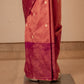 Shikhar Handwoven Banarasi Apricot & Wine Silk Saree