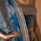 Shikhar Handwoven Banarasi Grey & Blue  Silk Saree