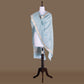 Jharoka Jaal Powder Blue Banarasi Handwoven Cotton Dupatta