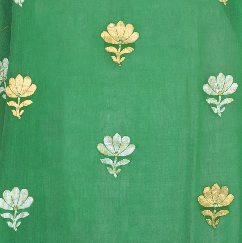 Moonga Sona Rupa Emerald Banarasi Handwoven Chiffon Dupatta – The Warp ...