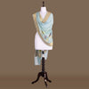 Rose Aqua Banarasi Handwoven Chiffon Dupatta