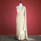 Phool Chevron Cream Cotton Saree