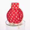 Button Daisy Red Banarasi Handwoven Silk Naaz Potli