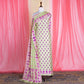 Pamposh Banarasi Handwoven Mint Magenta Silk Cotton Suit Set 2 Piece