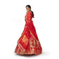 Haathi Daant Banarasi Handwoven Lehenga Red