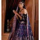 Gulab Pash Ink Blue Banarasi Handwoven Lehenga
