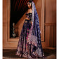 Gulab Pash Ink Blue Banarasi Handwoven Lehenga