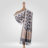 Tree of Life Grey Banarasi Handwoven Silk Dupatta