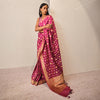 Chandra Banarasi Handwoven Magenta Silk Saree