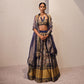 Rangkat Banarasi Handwoven Ink Blue Silk Lehenga