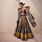 Rangkat Banarasi Handwoven Ink Blue Silk Lehenga